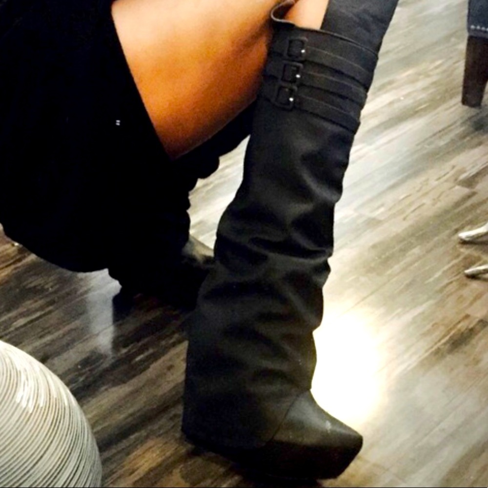 Jeffrey Campbell Zealot wedge tall boots